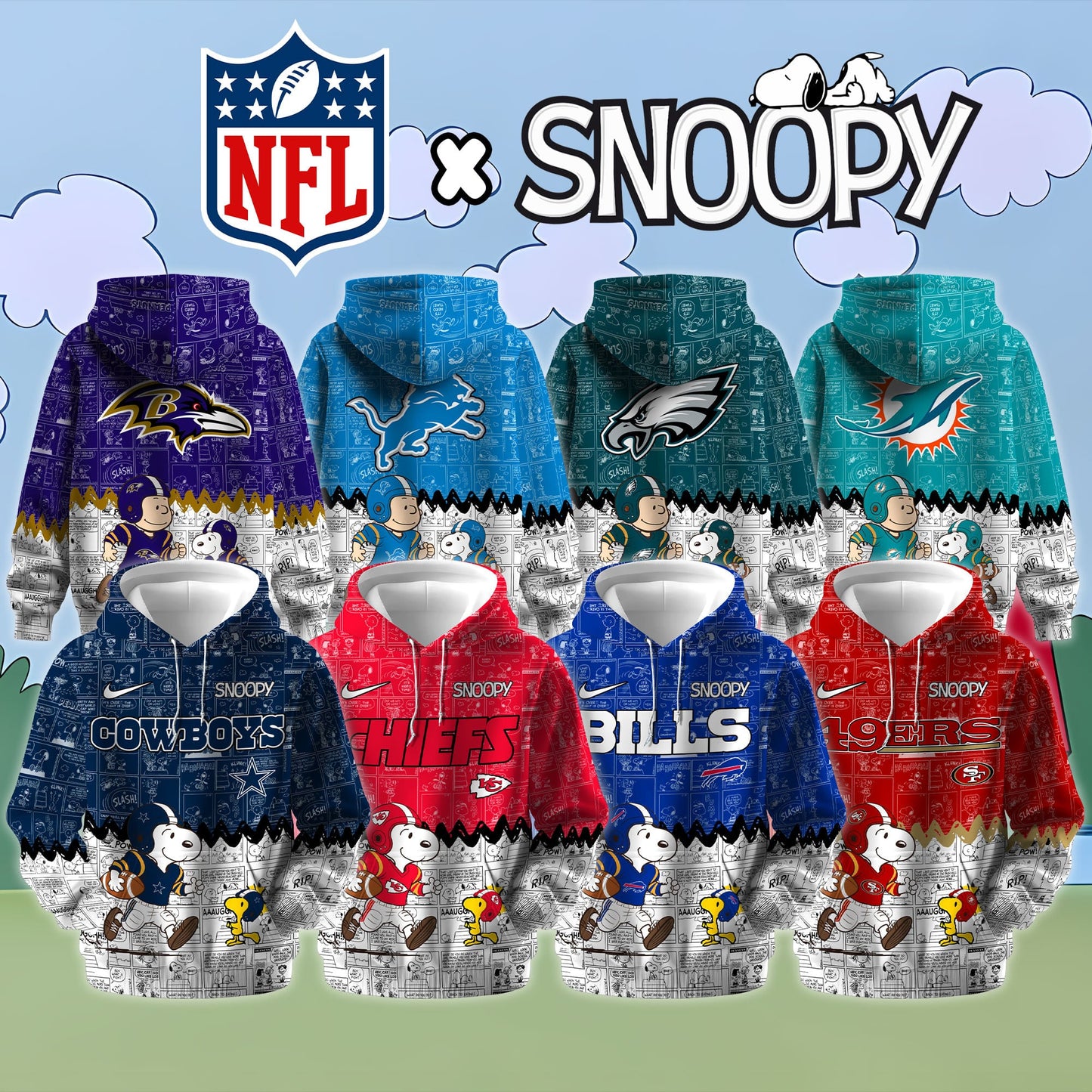 Game Day Snoopy Football All Teams Hoodie Editions Limited