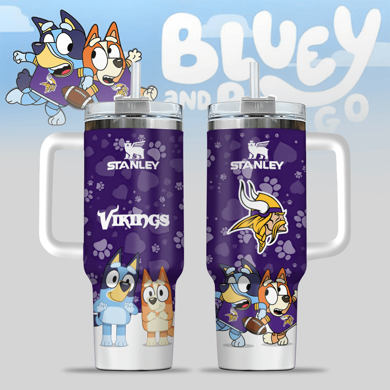 Minnesota Vikings NFL x Bluey Custom Stanley Cup 40 oz 30 oz Tumbler With Handle