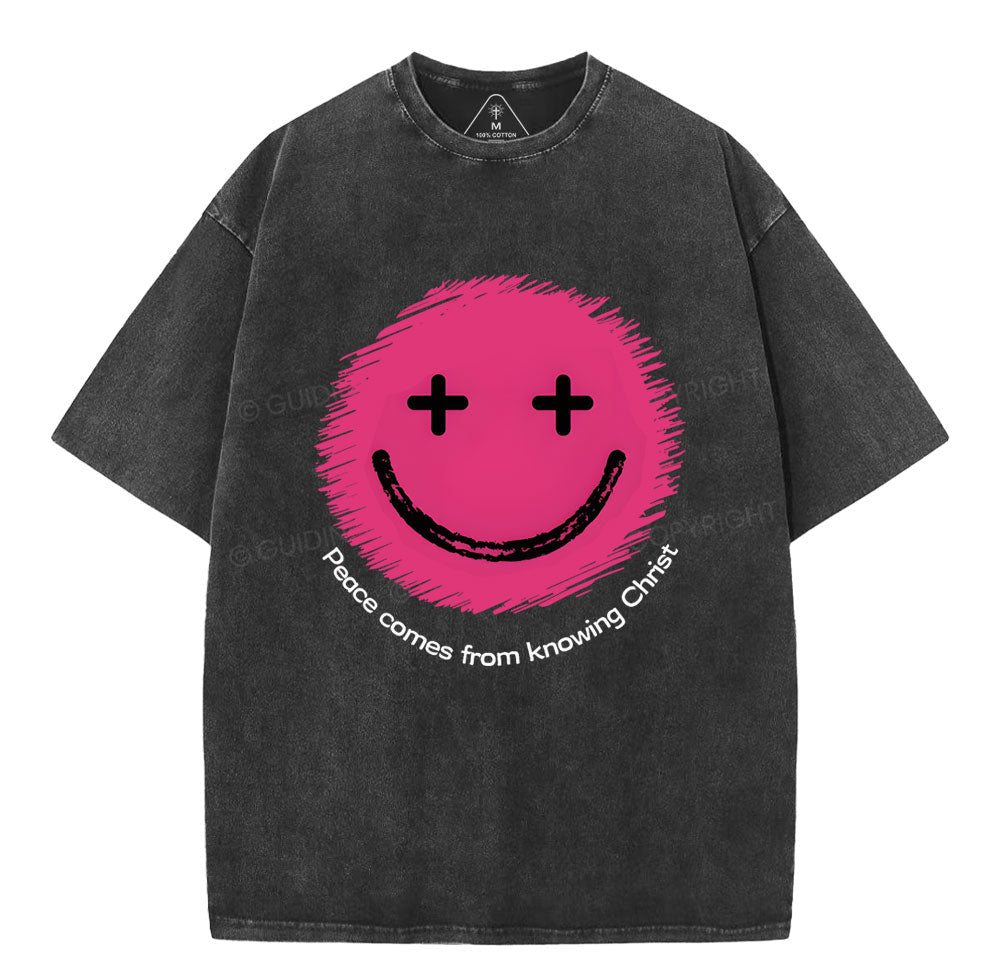 Peace From Knowing Christ Christian Washed TShirt  