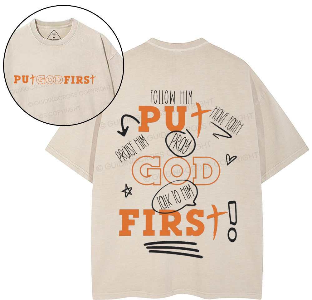 Put God First Christina Washed TShirt  