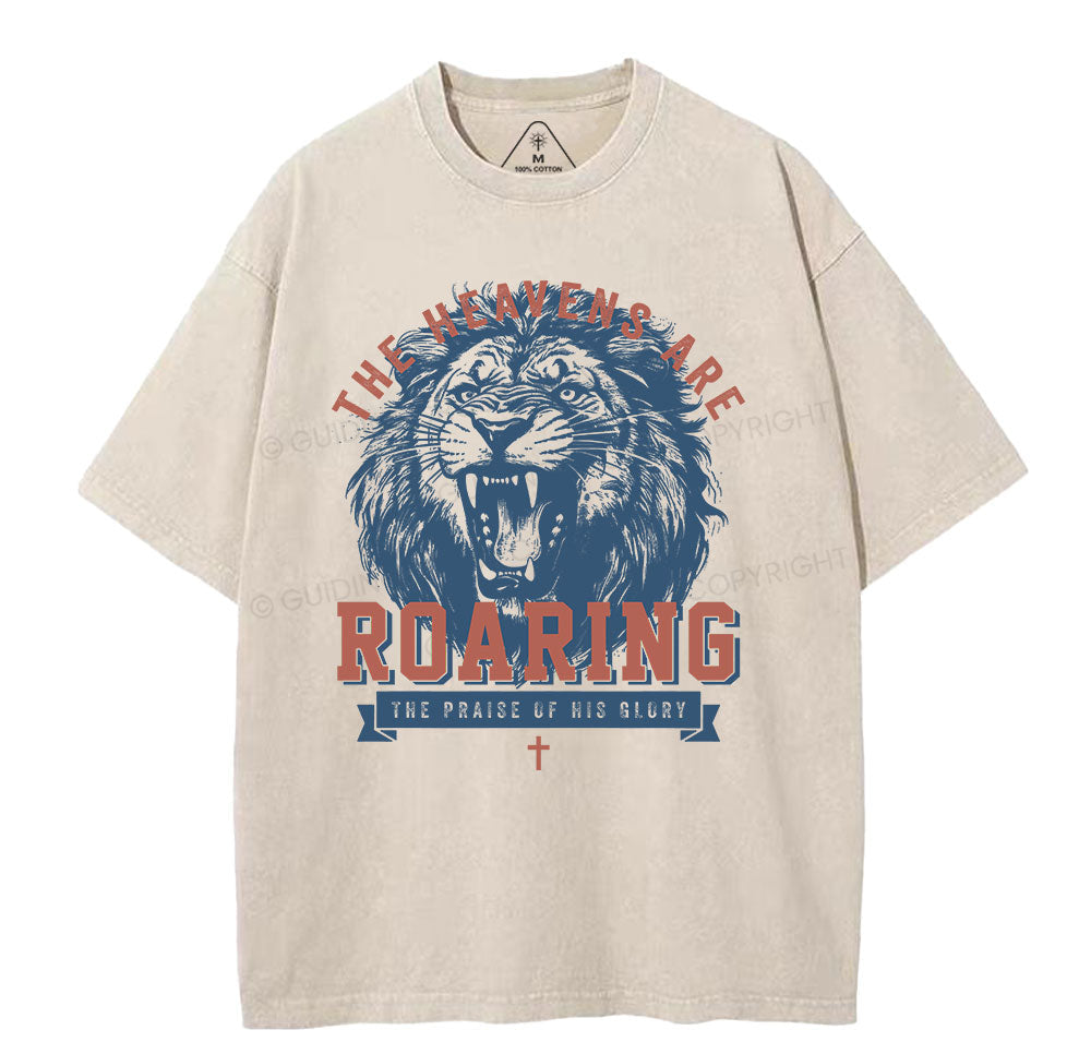 The Heavens Are  Roaring Chrsitian Washed T-Shirt Sale - GuidingCross