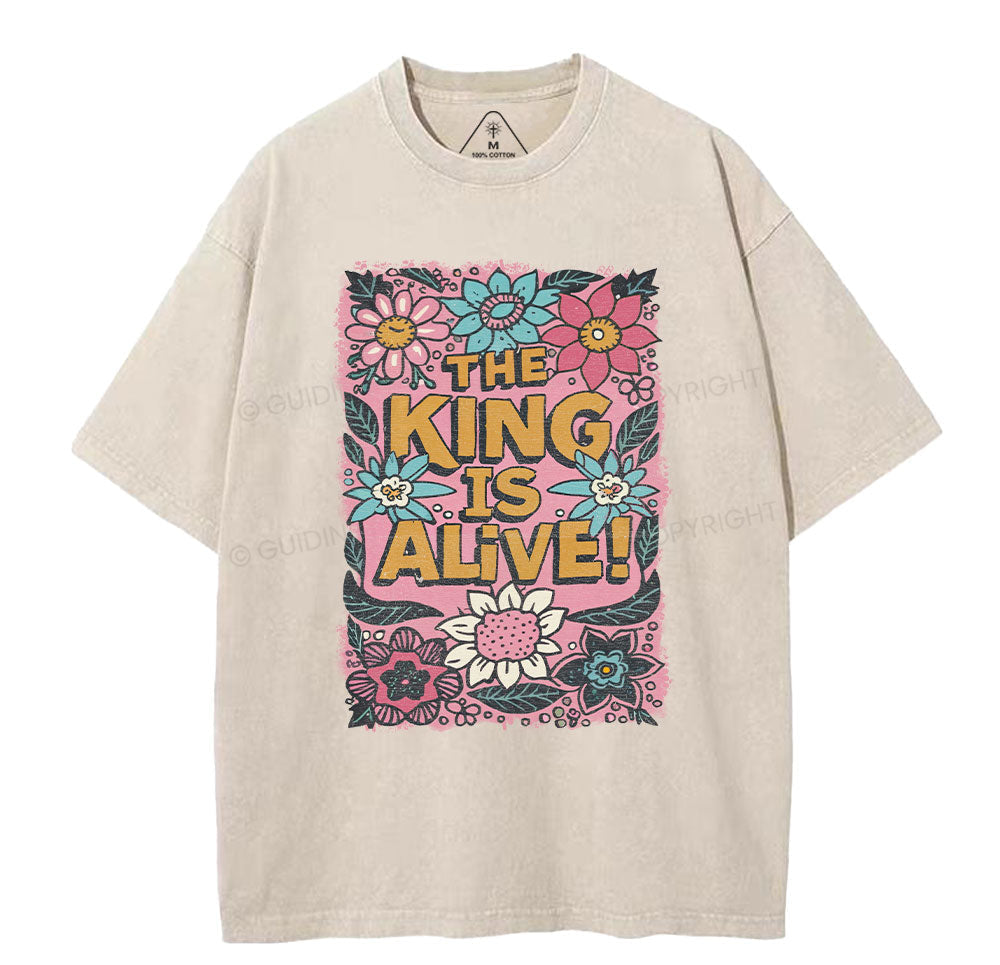 The King Is Alive Christian Washed TShirt  