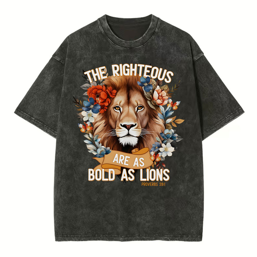 The Righteous Are As Bold As Lions Christian Washed TShirt  