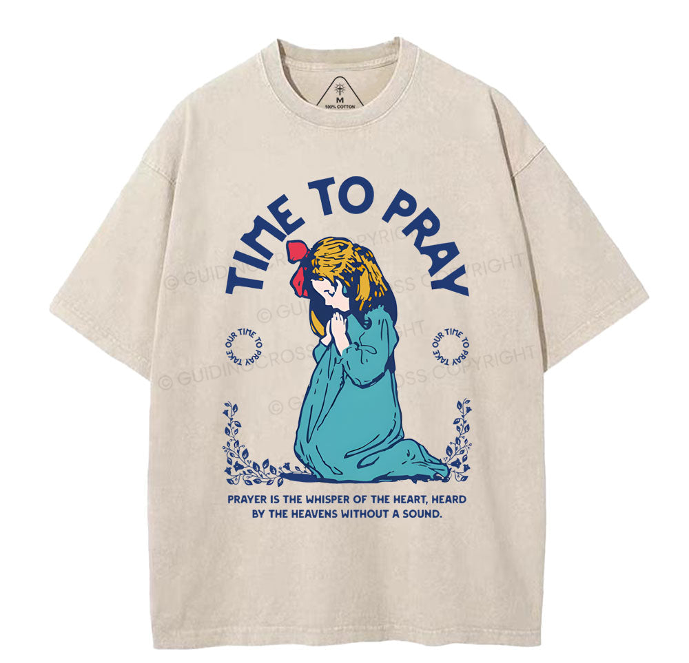 Time To Pray Christian Washed TShirt  