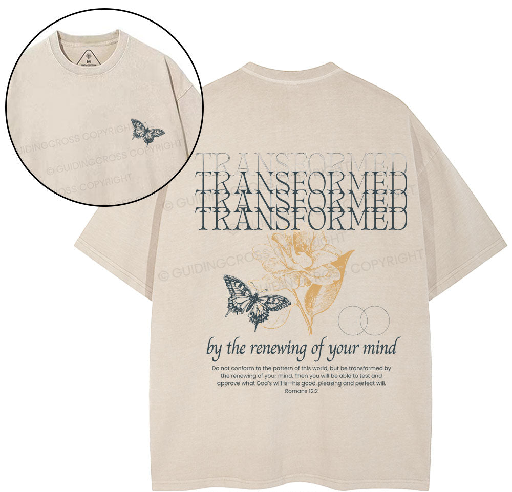 Transformed By The Renewing Of Your Mind Christian Washed TShirt  
