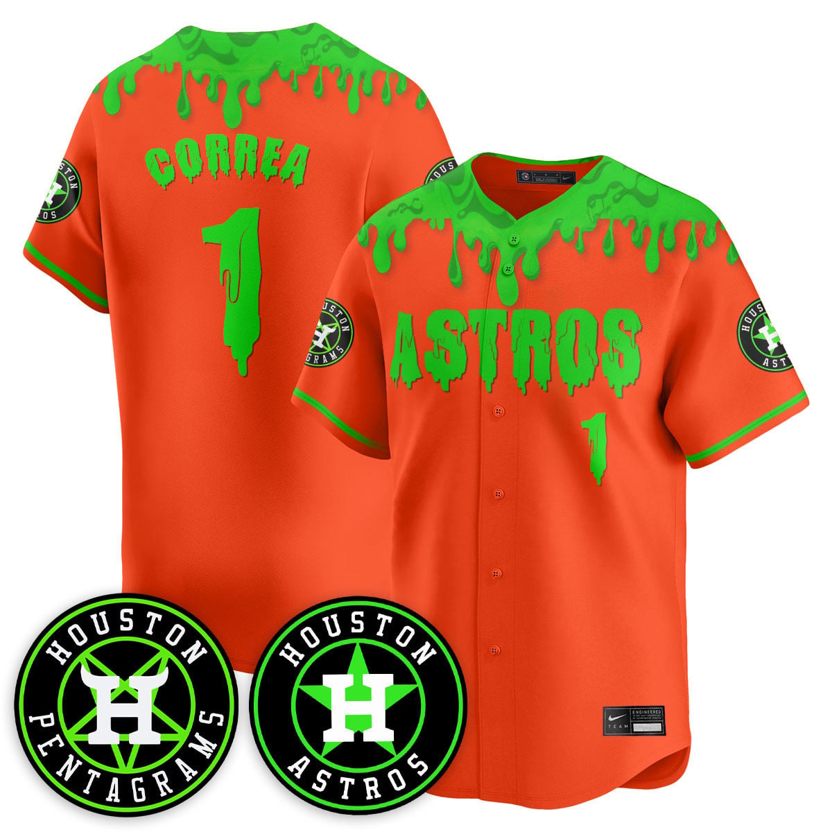 Custom Houston Astros "Slime Night Special" Jersey - Stitched