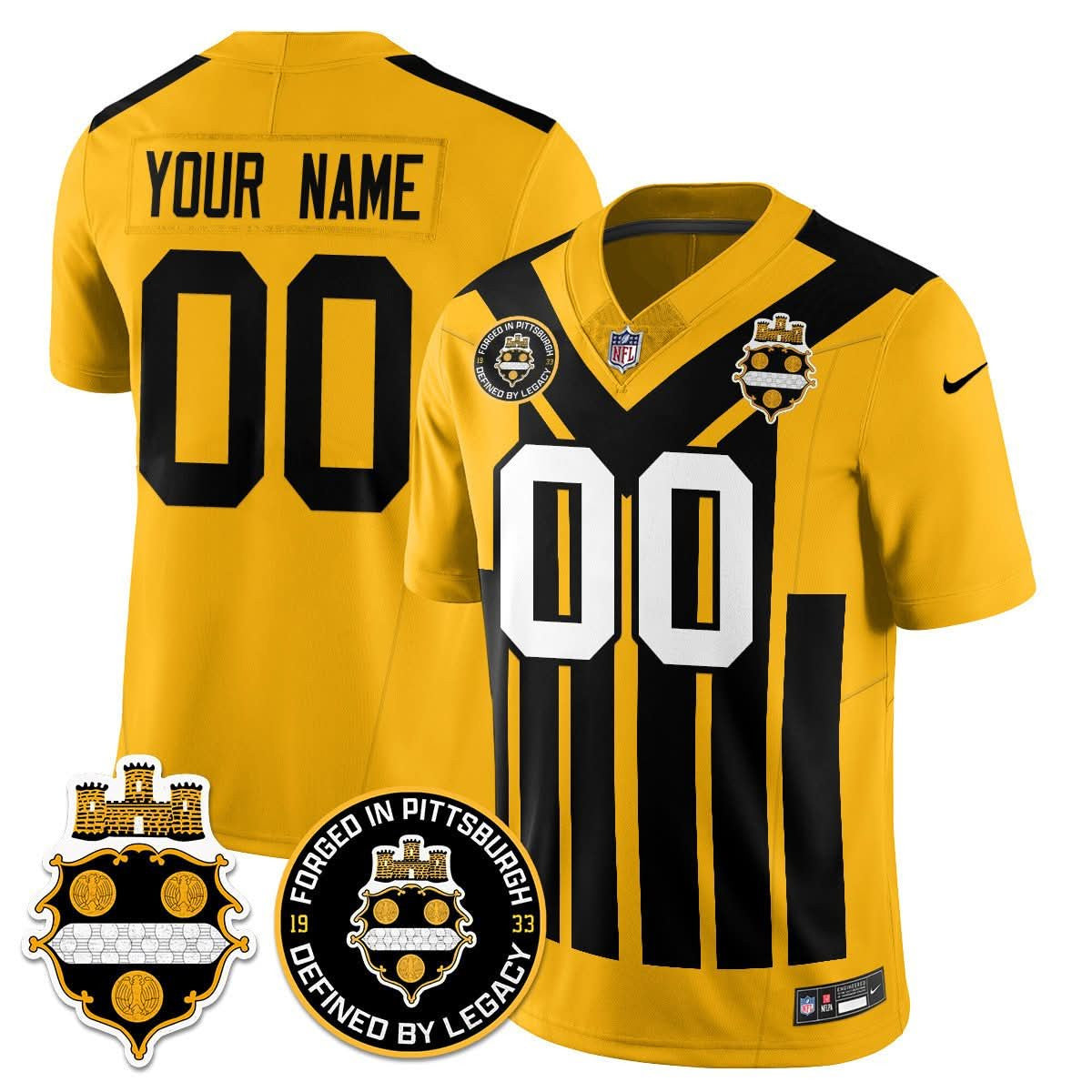 Pittsburgh Steelers Alternate 1933 Throwback Limited Custom Jersey - All Stitched