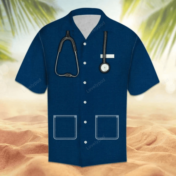 Amazing Nurse Suit All Navy Design Themed Hawaiian Shirt - Image 3