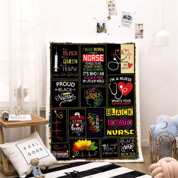 Nurse Gifts Black Nurses Week Gifts Throw Blanket, Retirement Gifts, RN Gifts for Black Nurses, Nurse Gifts for Women - Image 4