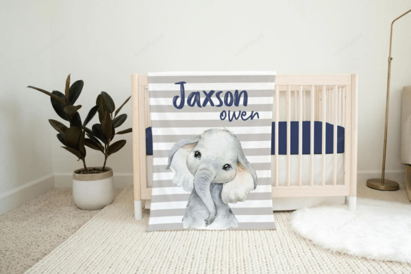 Lovelypod - Baby Blanket, Boy Elephant Blanket, Elephant Nursery Theme, Newborn Blanket, Baby Shower Gift