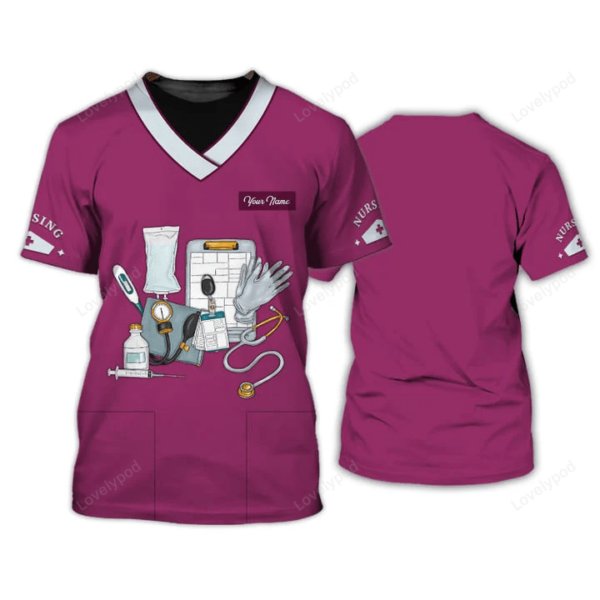 Nurse T-shirt Best For Wearing Nurse Scrubs Custom Nursing Shirt Purple - Image 2