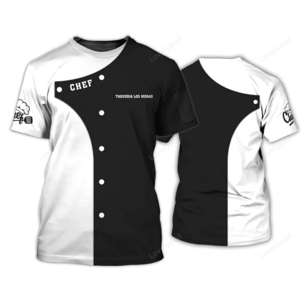 Chef Personalized Tee Shirt, Chef Apparel Chef Wear Cook Shirts Chef Uniform Black & Red - Image 2