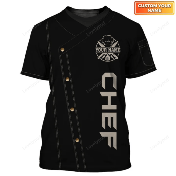 Latest Chef T Shirts, Custom Name White Tee Shirt, Men's chef 3D shirt - Image 2