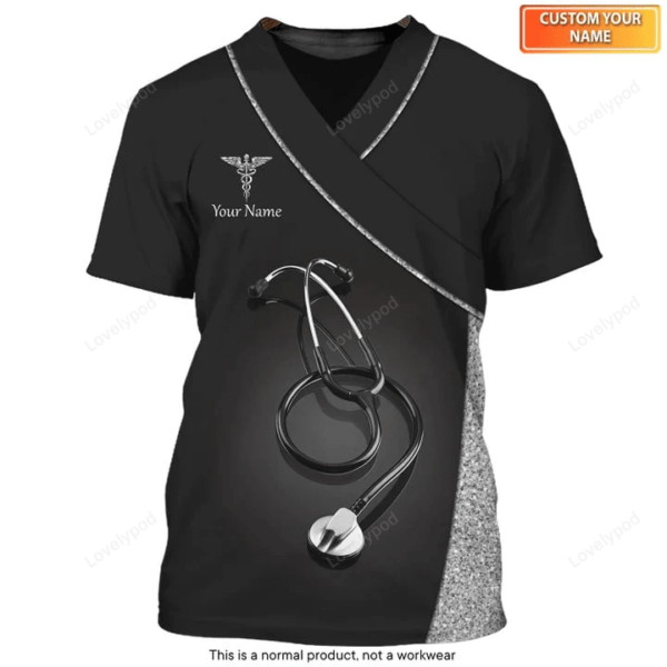 Silver Luxury Medical Uniform Women and Man T-shirt For Nurses Custom Nursing Tshirt