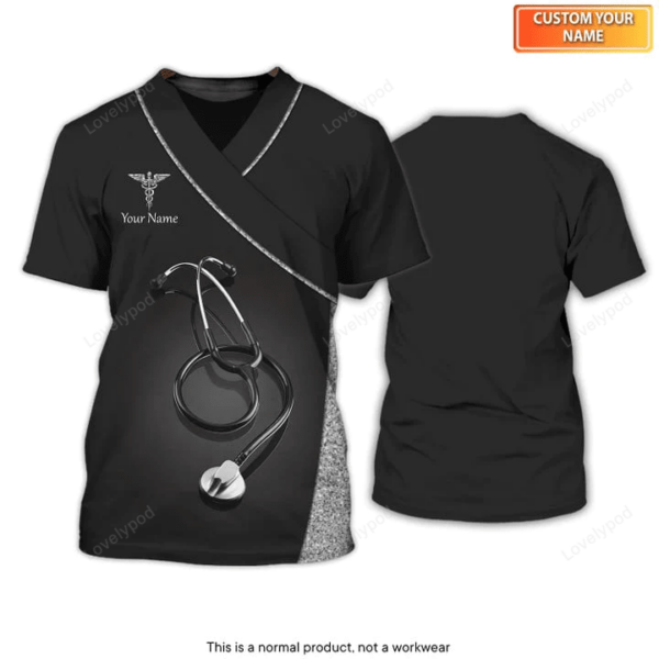 Silver Luxury Medical Uniform Women and Man T-shirt For Nurses Custom Nursing Tshirt - Image 2