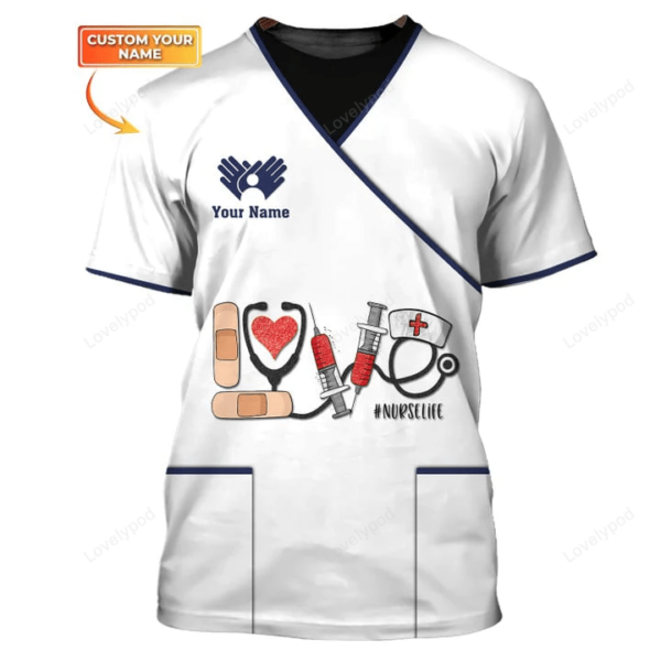 Love Nurse life Tshirt, Medical Scrubs Clothing Custom Nurse Tshirt White, Gift for Nurse