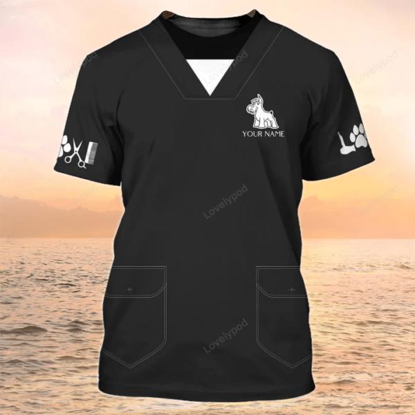 Pet Groomer Shirts, Grooming Custom Shirts Pet Salon Uniform Black - Image 3