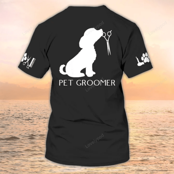 Pet Groomer Shirts, Grooming Custom Shirts Pet Salon Uniform Black - Image 2