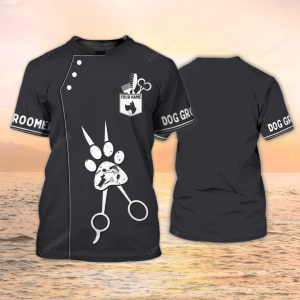 Paw Dog Groomer Custom T-Shirt, Grooming Apparel