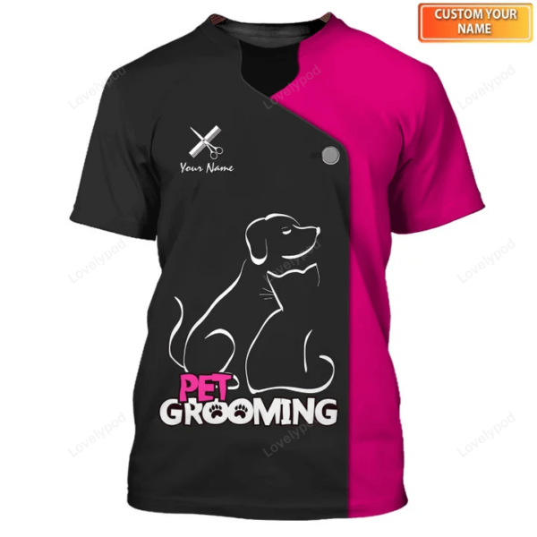 Personalized Groomer shirt, Dog Groomer Tee Shirt, Pet Groomer Uniform Salon Pet T-shirt - Image 4