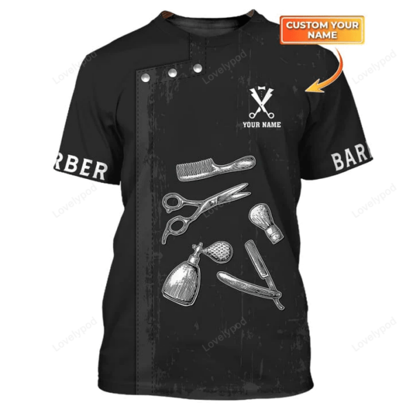 Barber Tee Shirt Barber Tools 3D Tshirt Custom Barber Uniform