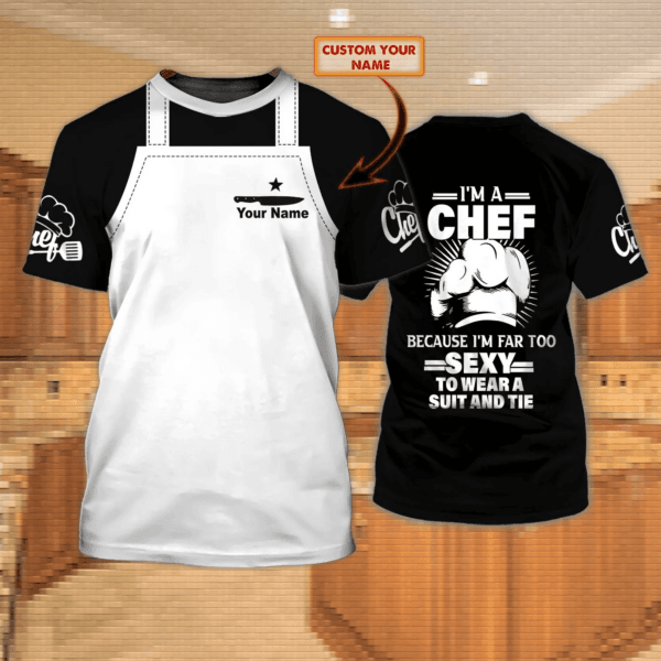 Chef Personalized Name 3D Tshirt  for men, Chef Apparel, Gift for chef