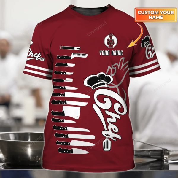 Personalized Name 3d t Shirt Chef t Shirt For Men, Custom Chef Cook Gift, Father's day gift Gift For master chef