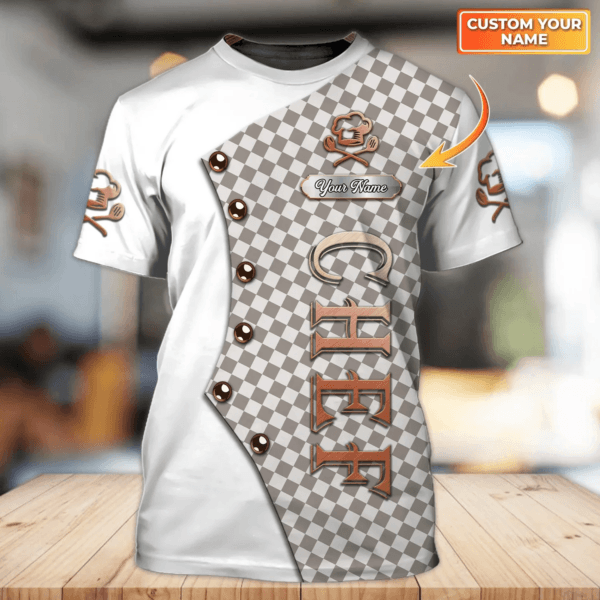 Custom Name 3D orange TShirt For Master Chef, Present To Master Chef, Shirt For Chef - Image 6