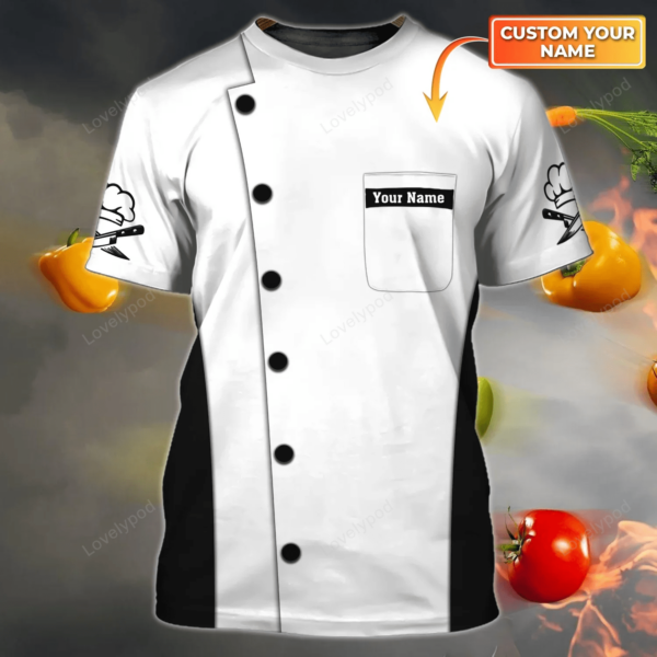 Personalized White Chef 3D Shirt, Master chef Apparel, Chef Shirt, Master Chef Gifts - Image 4