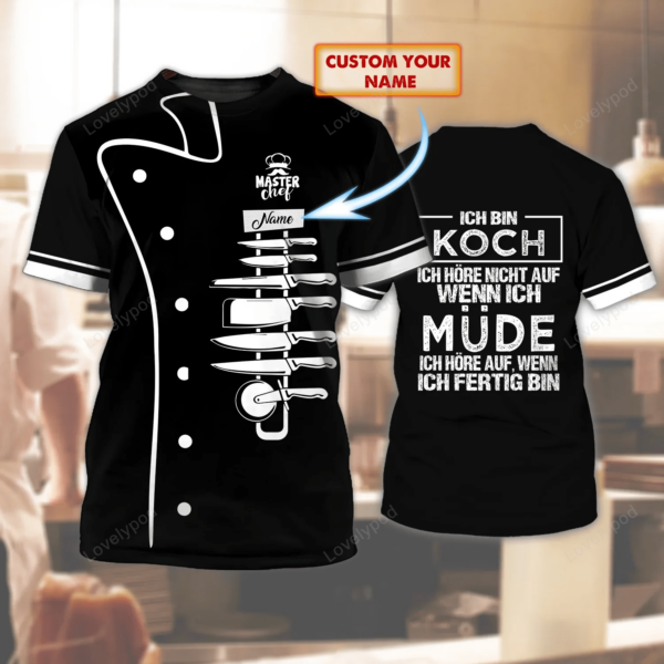 Personalized Name 3d t Shirt Chef t Shirt For Men, Custom Chef Cook Gift, Father's day gift Gift For master chef - Image 3