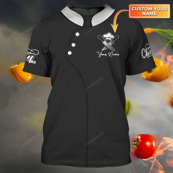 Personalized 3D Black T Shirt For A Chef, Chef Friend Gifts, Present To Dad Chef - Image 5