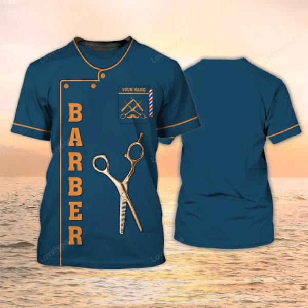 Barber Shop T-Shirts Custom name Barber T Shirts, Best Gift For Barbers, Barber Shirt