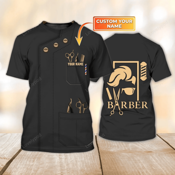 Personalized 3D Printed T Shirt For Barber Shop, Barber Men Shirt, Present To New Barber