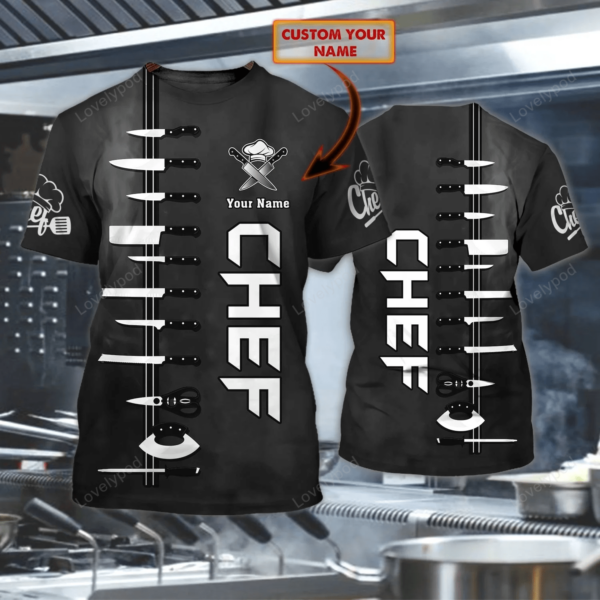 Chef, Cooking Lover, Personalized Name 3D Cooking Shirt, Chef Birthday, Chef Present