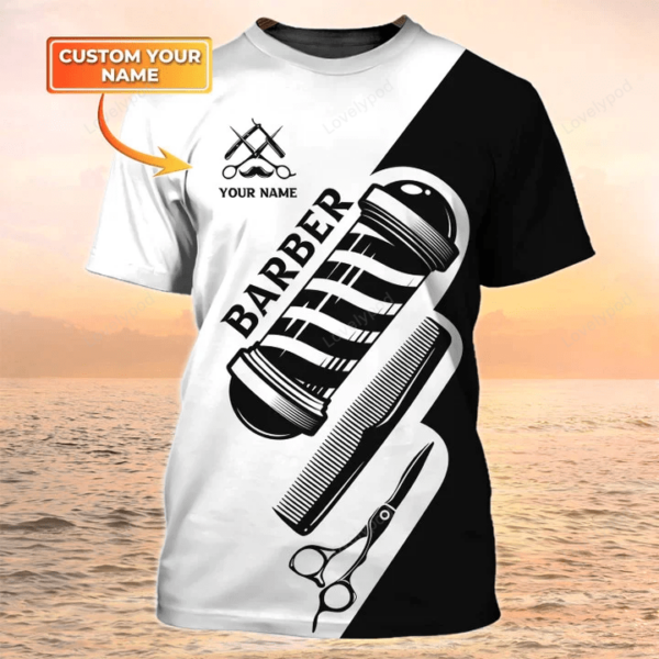 Barber Shop T-Shirt, Barber Tools Shirt For Men, 3D Full Print Shirts For Barber - Image 2