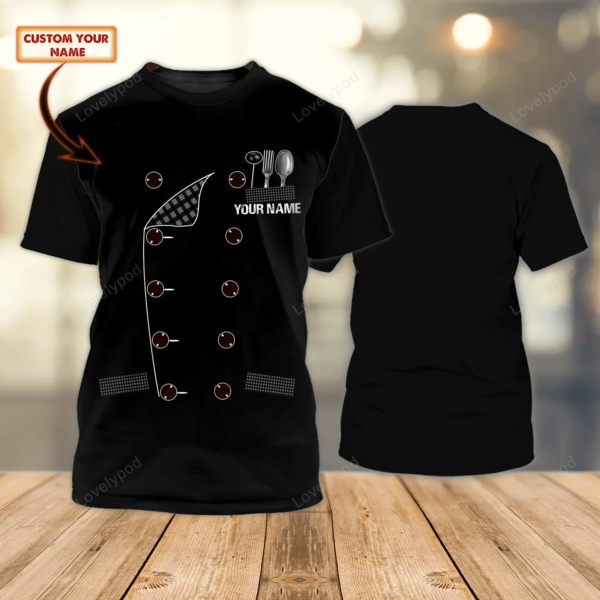 Chef, Cooking Lover, Personalized Name 3D Cooking Shirt, Chef Birthday, Chef Present - Image 2