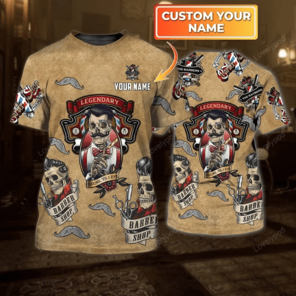 Personalized Barber Legendary T Shirt, 3D Tee Shirt For Barber Men, Barber Shop Uniform - Image 2