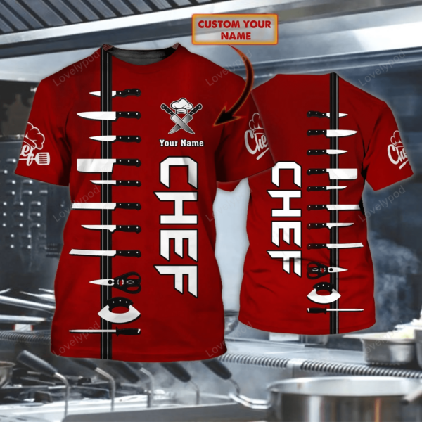 Cool Chef 3d Shirts, Custom name Chef Gift, Cooking Shirt, Chef Birthday, Chef Present - Image 4