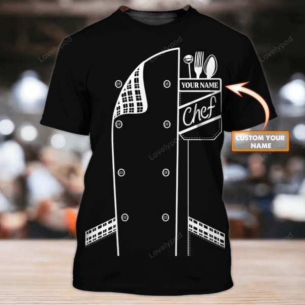 Chef 3D black all over printed , Chef T-Shirt For Men, Custom Chef Cook Gift, Father's Day Gift - Image 5