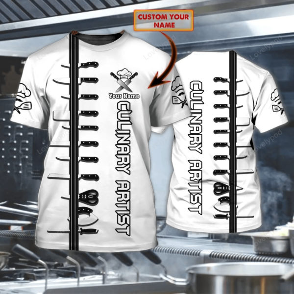 Chef, Cooking Lover, Personalized Name 3D Cooking Shirt, Chef Birthday, Chef Present - Image 5