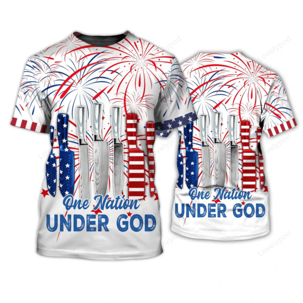 Independence Day Is Coming Chef One Nation Under God 3D Full Print, July 4th Shirts, USA Flag Family