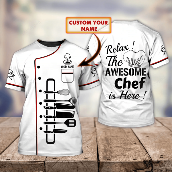 Personalized Name Chef, Cook 3D all over printed new, gift for Chef