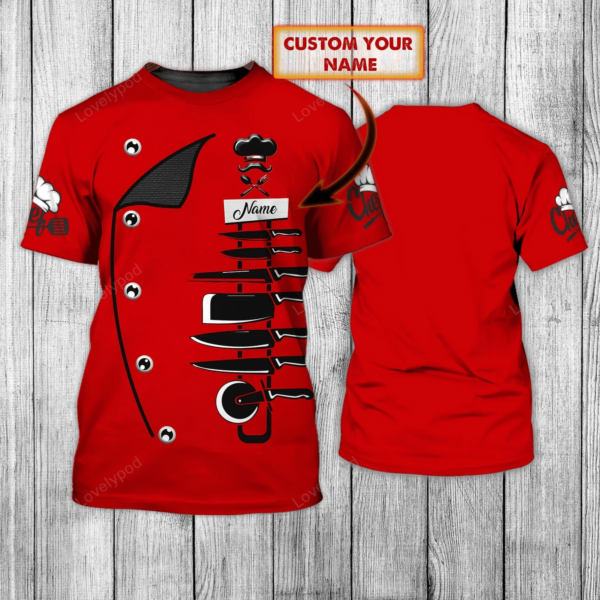 Cool Chef 3d Shirts, Custom name Chef Gift, Cooking Shirt, Chef Birthday, Chef Present - Image 7