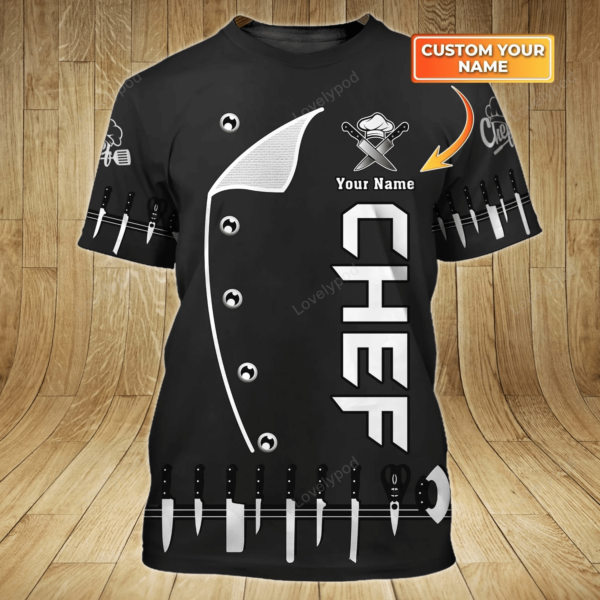 Chef, Cooking Lover, Personalized Name 3D Cooking Shirt, Chef Birthday, Chef Present - Image 7