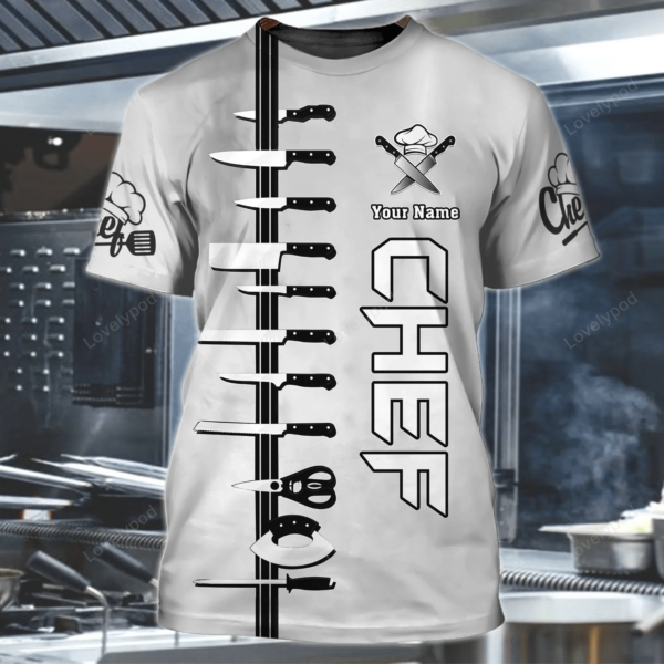 Chef, Cooking Lover, Personalized Name 3D Cooking Shirt, Chef Birthday, Chef Present - Image 8