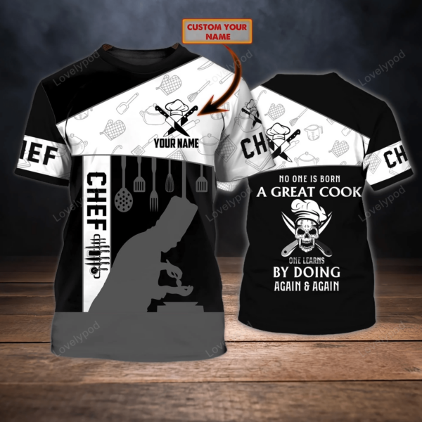 American Chef 3D All over print, Chef T-Shirt For Men, Custom Chef Cook Gift, Personalized Name 3D Cooking Shirt