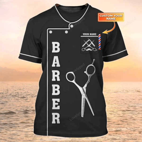 Barber Shop, Custom Barber T Shirts Black, 3D Full Print Shirts For Barber, Best Gift For Barbers, Barber Shirt - Image 2