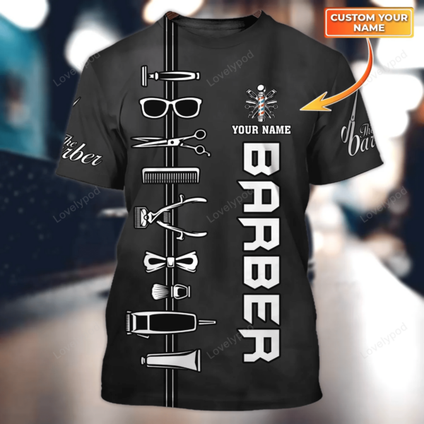 Barber Shop 3D all over printed, Hairstylist Gift, Gift For Hair Dresser, Salon T-shirt - Image 2