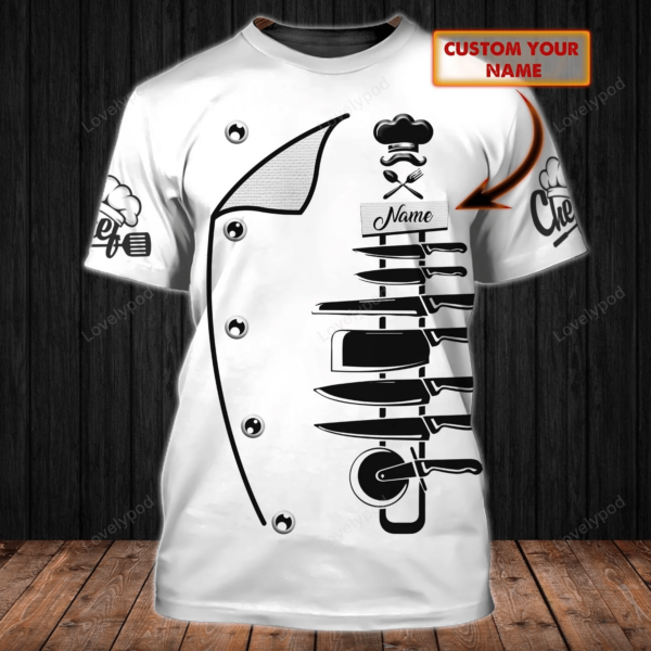 Cool Chef 3d Shirts, Custom name Chef Gift, Cooking Shirt, Chef Birthday, Chef Present - Image 11