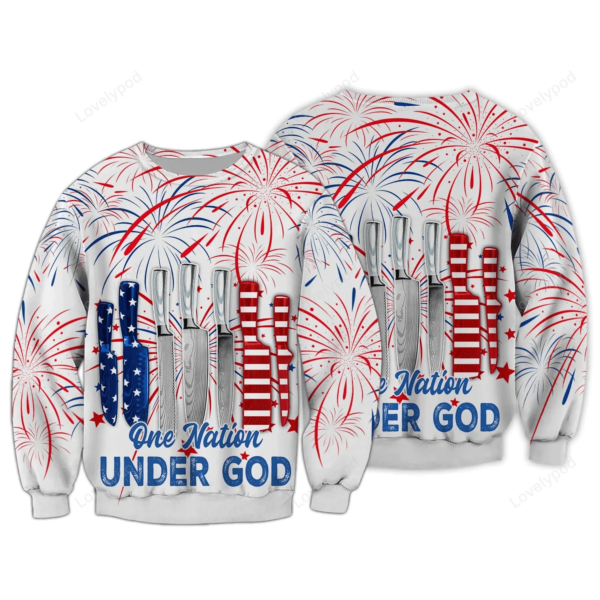 Independence Day Is Coming Chef One Nation Under God 3D Full Print, July 4th Shirts, USA Flag Family - Image 2